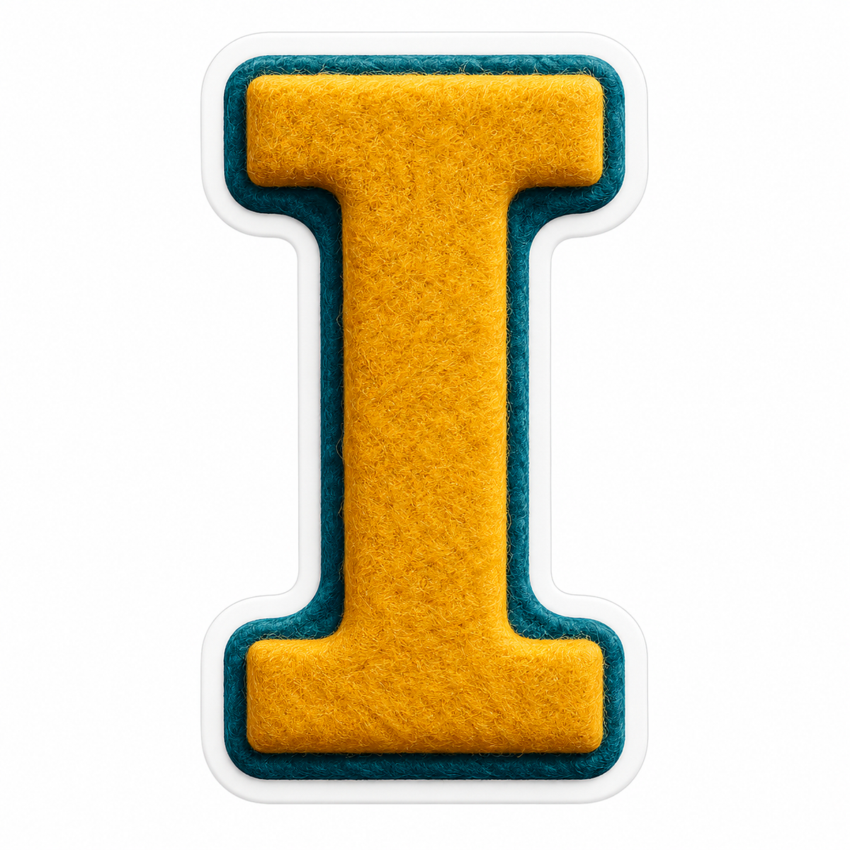 Mustard Felt Texture Teal Border Letter I Vinyl Decal Stickers