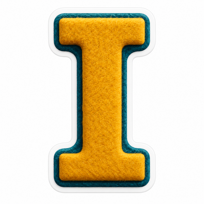 Mustard Felt Texture Teal Border Letter I Vinyl Decal Stickers