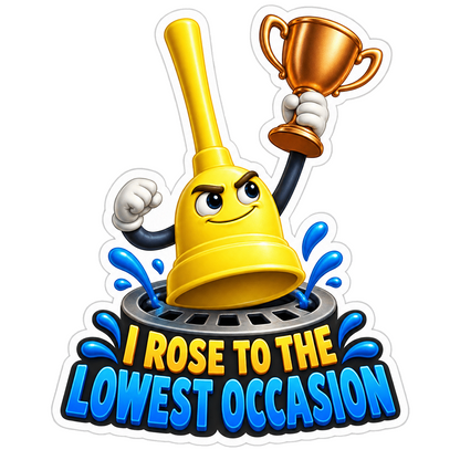 Yellow Plunger Holding a Golden Trophy Vinyl Decal Stickers