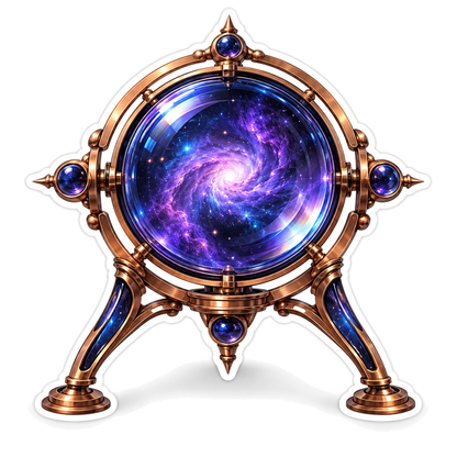 Purple Spiral Galaxy In Copper Round Frame Art Vinyl Decal Stickers