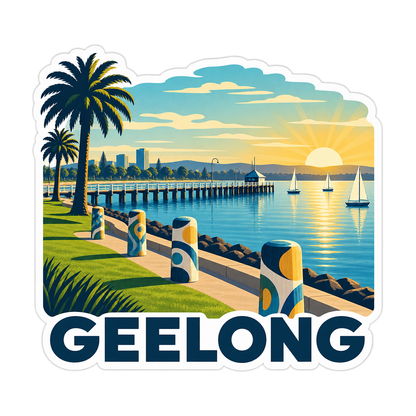 Geelong Bay Pier Sunrise Art Vinyl Decal Stickers