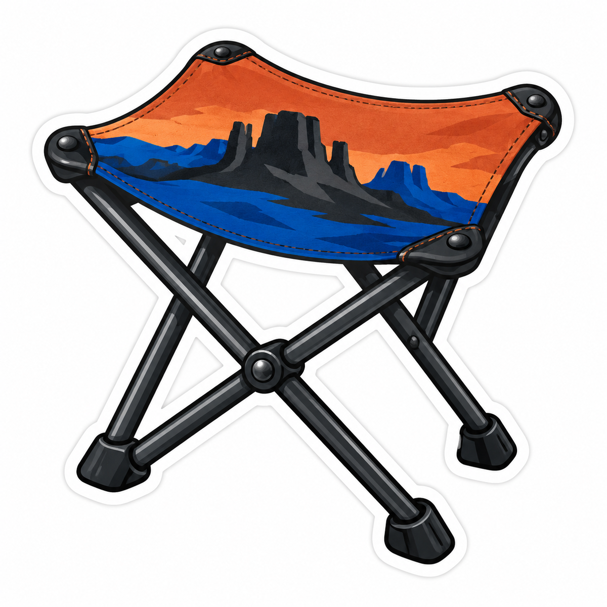 Orange Mesa Scene Folding Camp Stool Art Vinyl Decal Stickers
