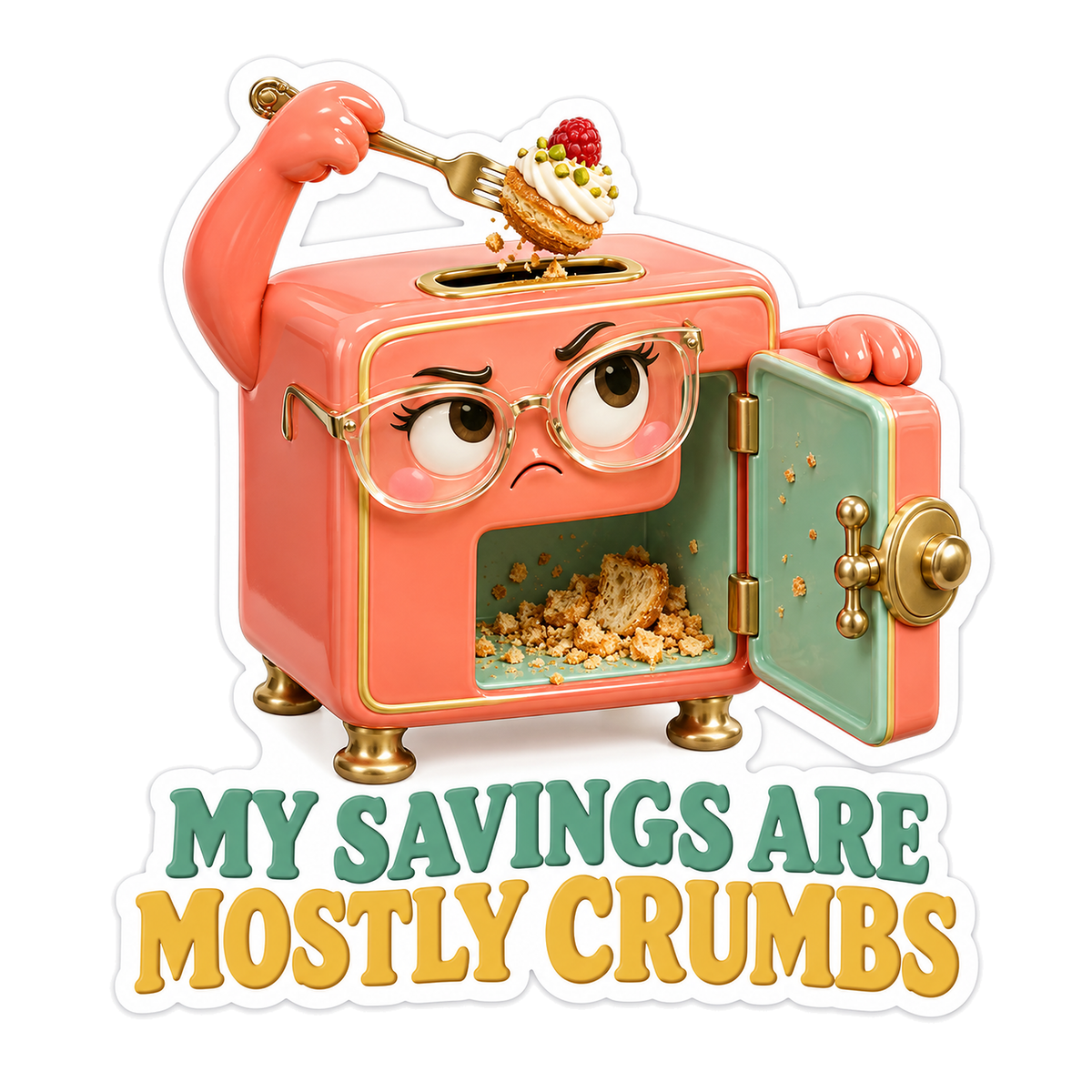 Pink Safe Savings Are Mostly Crumbs Art Vinyl Decal Stickers
