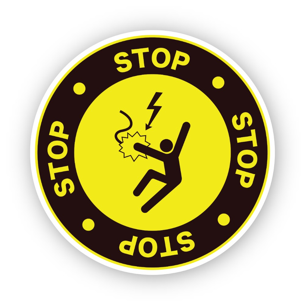 Yellow Stop Ring Figure Wire Spark Circle Vinyl Decal Stickers