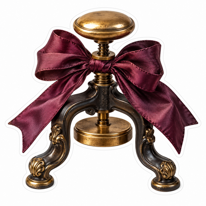 Plum Bow Ornate Brass Wax Press Art Vinyl Decal Stickers