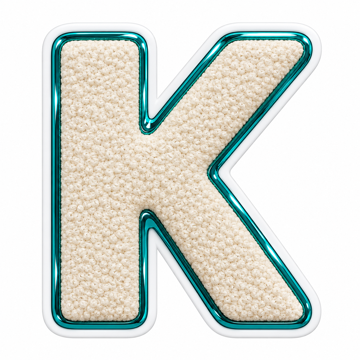 Cream Textured Letter K With Teal Border Art Vinyl Decal Stickers