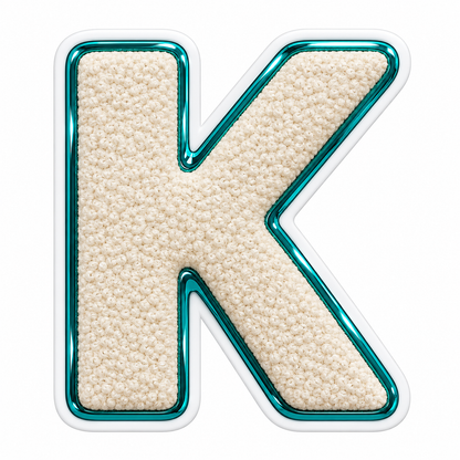 Cream Textured Letter K With Teal Border Art Vinyl Decal Stickers