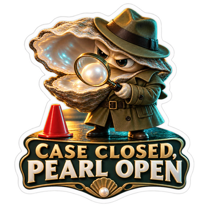 Oyster Detective Examining Pearl Art Vinyl Decal Stickers