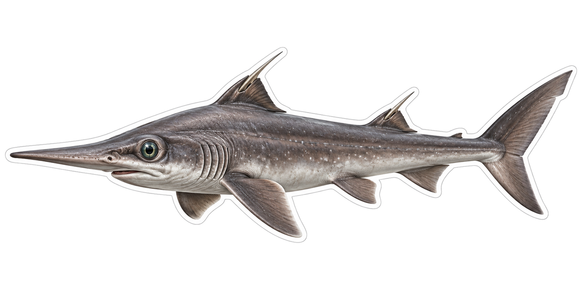 Gray Shark with Long Birdlike Snout Art Vinyl Decal Stickers