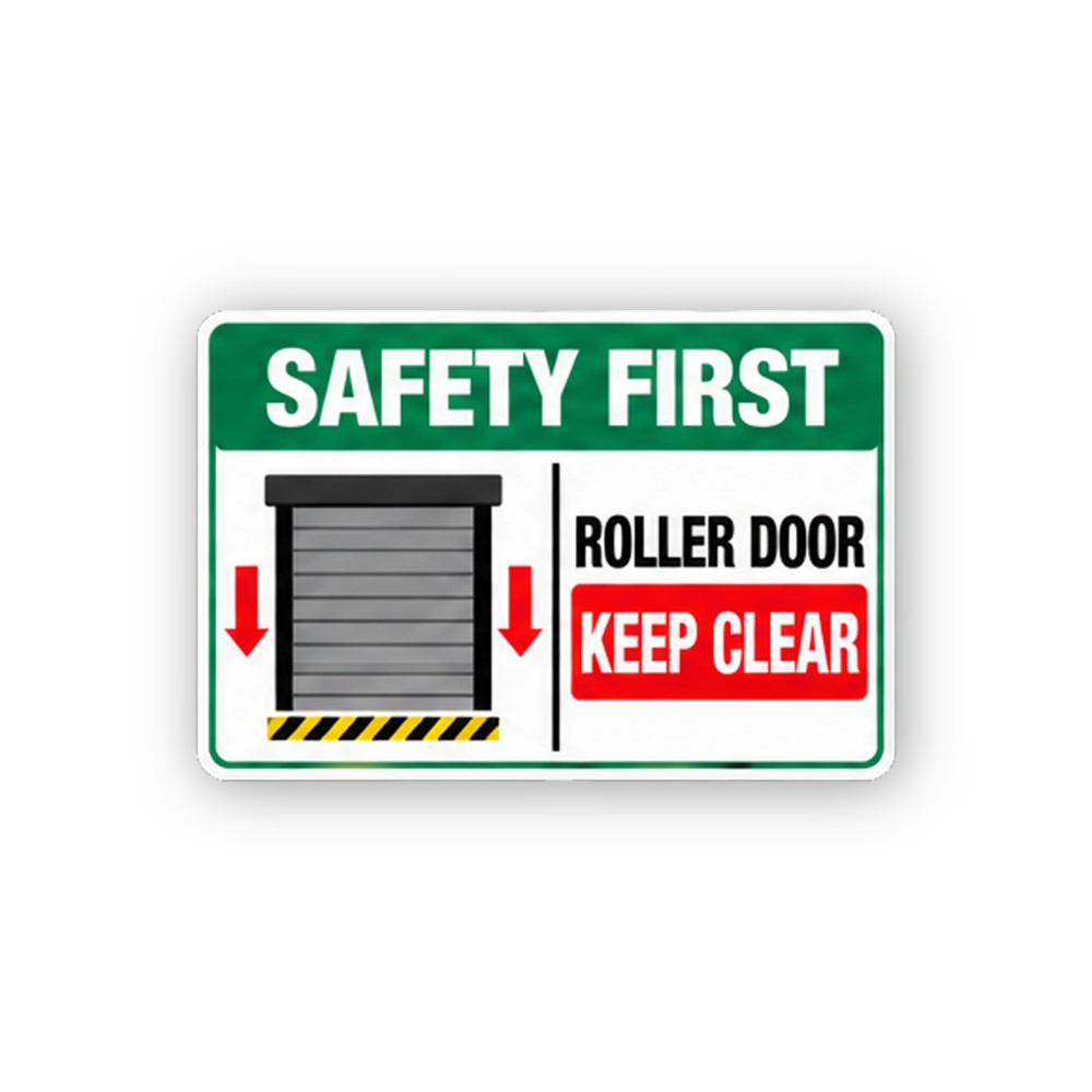 Green Roller Door Down Arrow Panel Vinyl Decal Stickers
