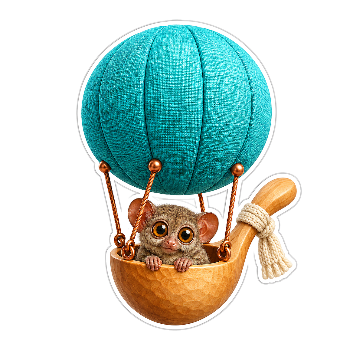 Big Eyed Animal Teal Balloon Spoon Vinyl Decal Stickers