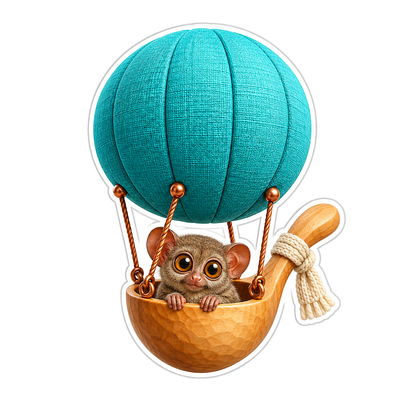 Big Eyed Animal Teal Balloon Spoon Vinyl Decal Stickers