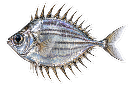 Silver Thorny Tinselfish Illustration Vinyl Decal Stickers