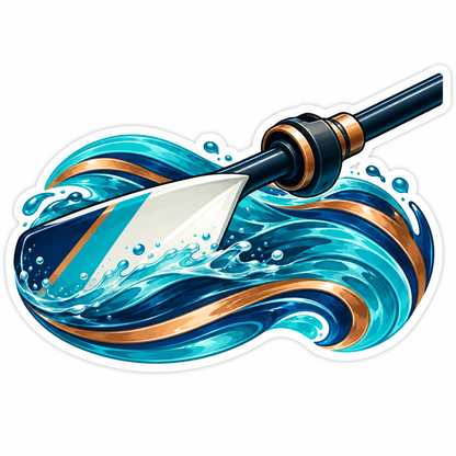 Rowing Oar Teal Gold Water Swirl Art Vinyl Decal Stickers