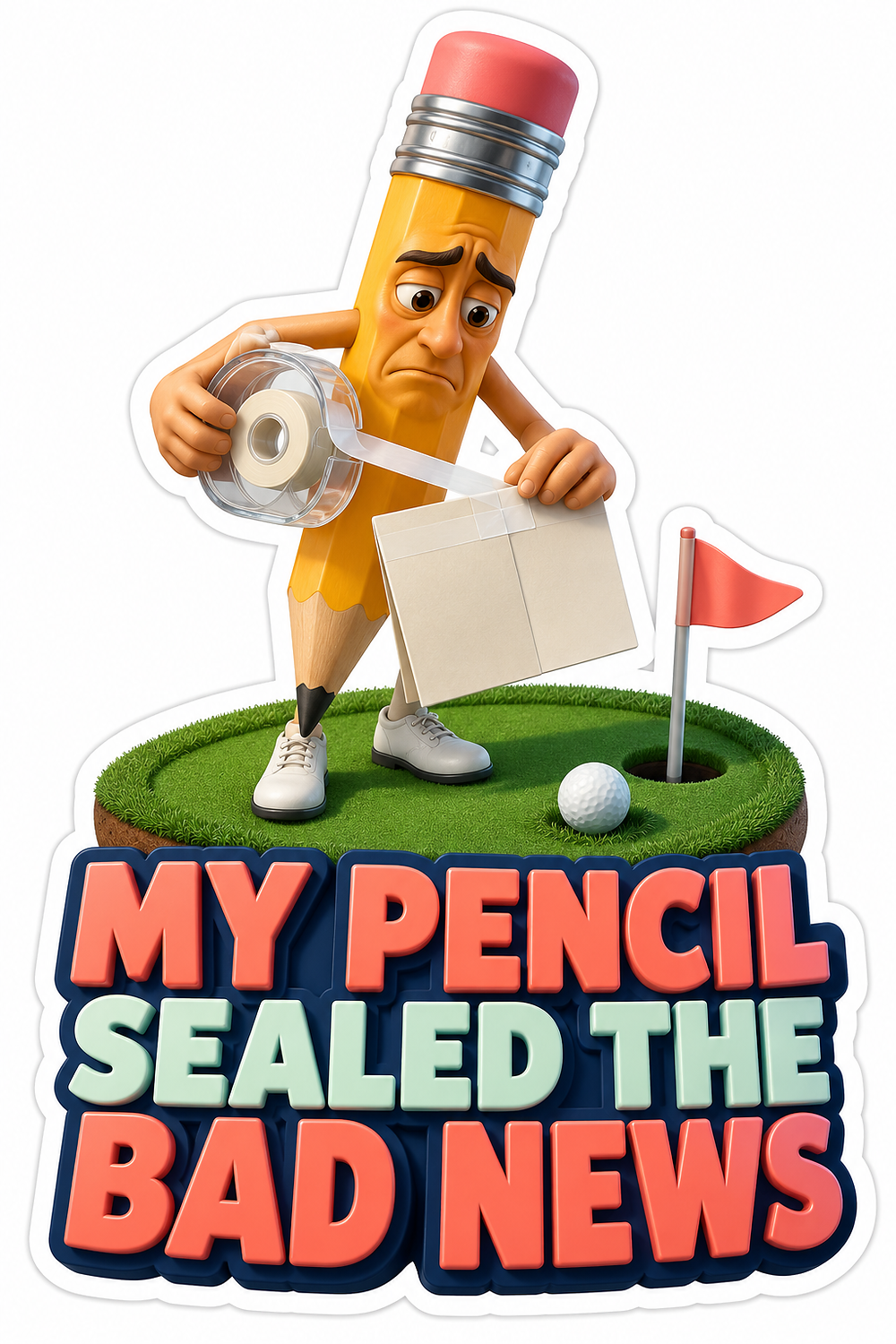 Pencil Character Taping Blank Scorecard Art Vinyl Decal Stickers