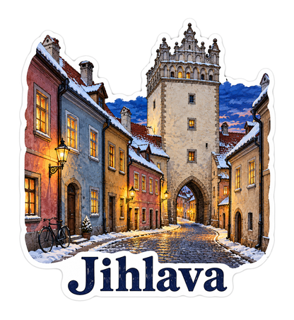 Jihlava Snowy Lane and Historic Gateway Vinyl Decal Stickers