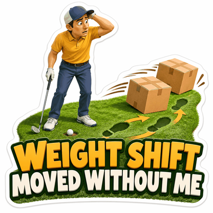 Puzzled Golfer with Moving Cardboard Boxes Vinyl Decal Stickers