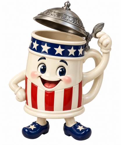 Patriotic Ceramic Stein With Silver Lid Art Vinyl Decal Stickers