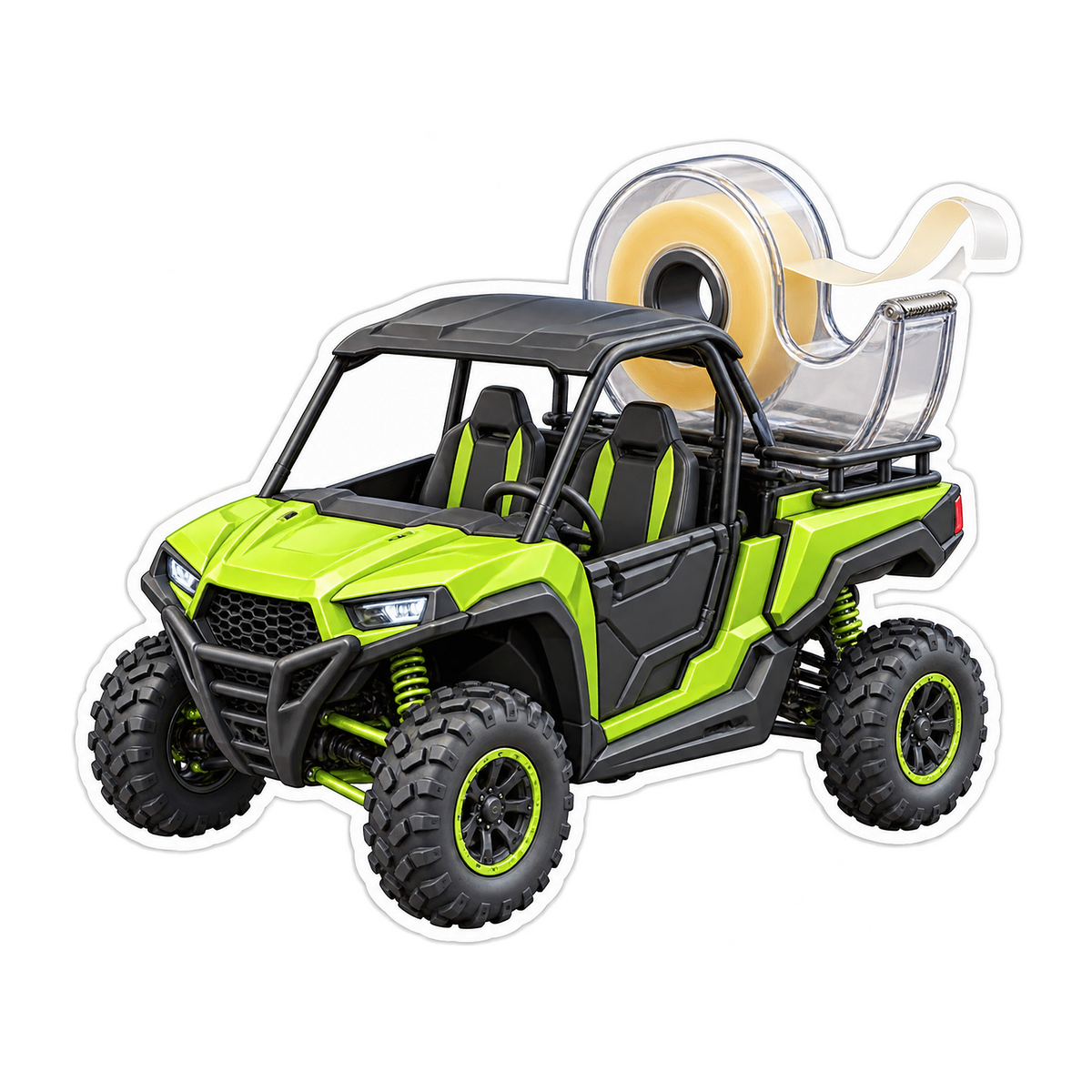 Tape Dispenser Green Buggy Art Vinyl Decal Stickers