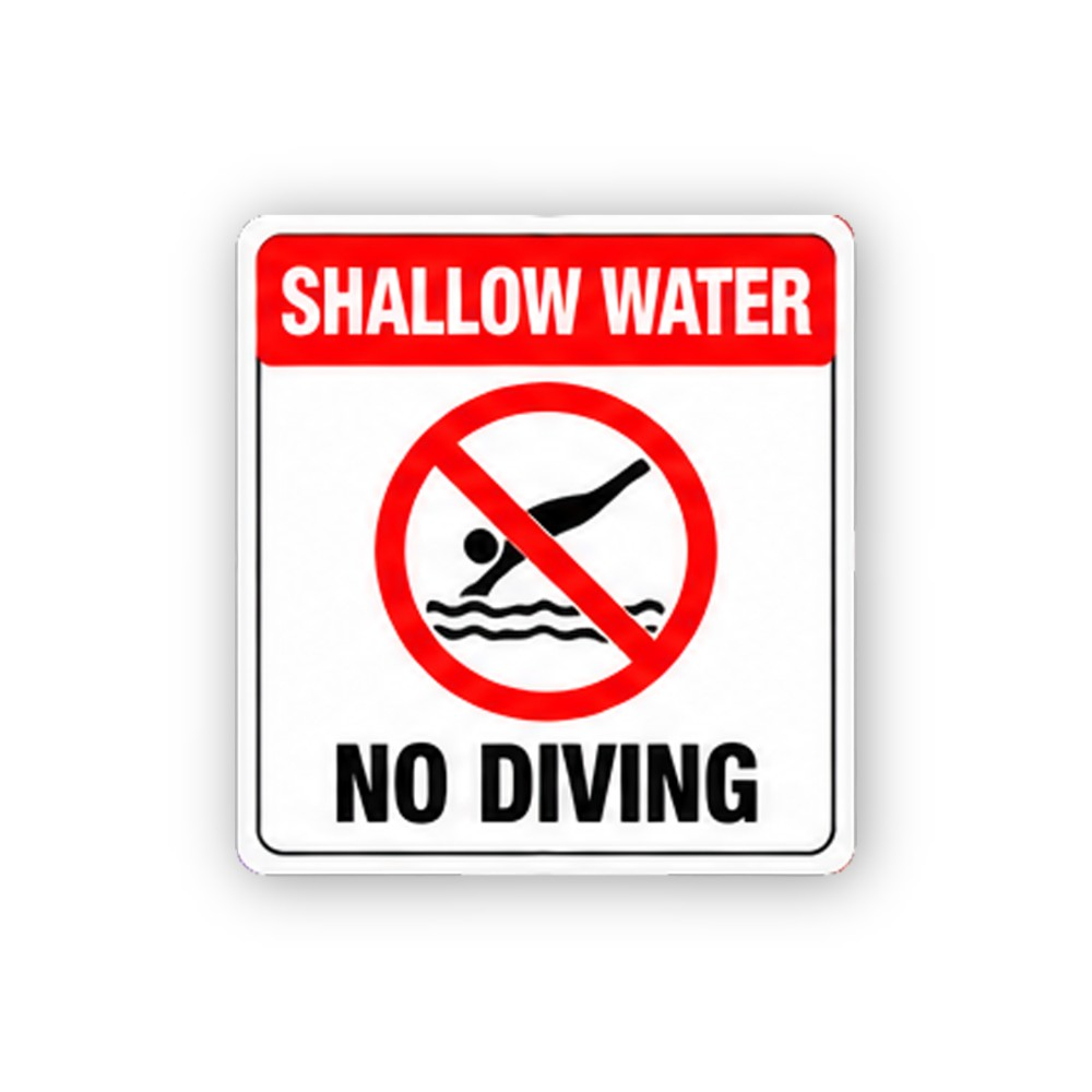 Red Shallow Water No Diving Swimmer Portrait Vinyl Decal Stickers
