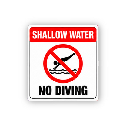 Red Shallow Water No Diving Swimmer Portrait Vinyl Decal Stickers