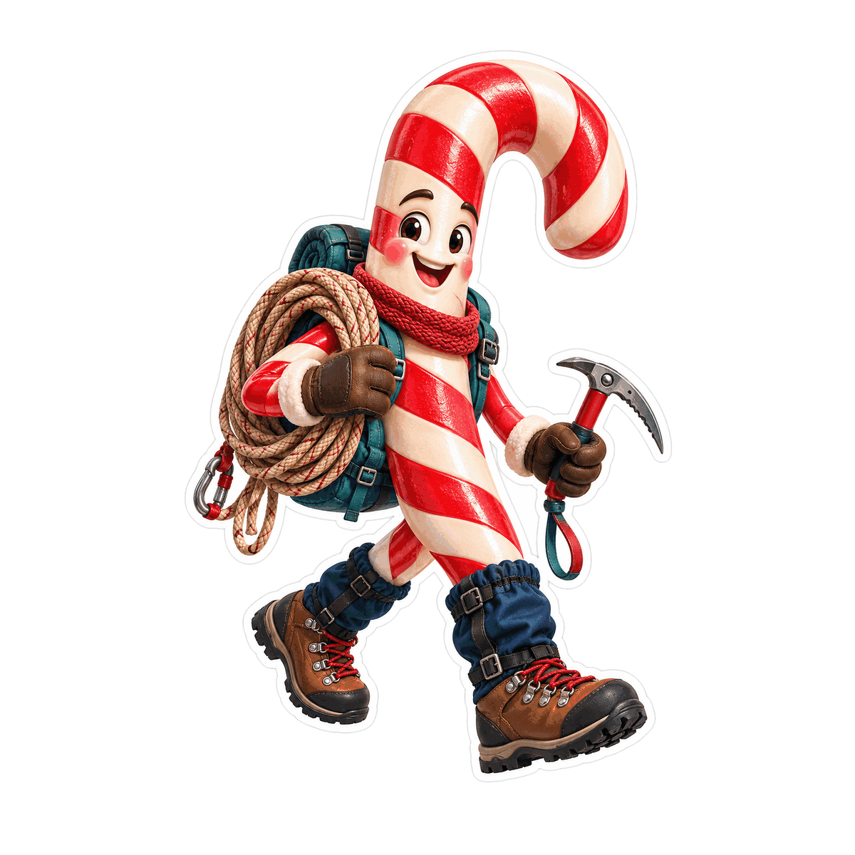 Candy Cane Hiking Character Art Vinyl Decal Stickers