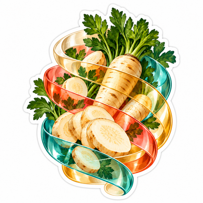 Parsnips with Colorful Spiral Ribbons Art Vinyl Decal Stickers