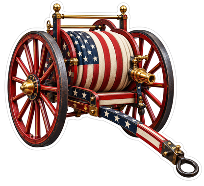 USA Flag Red Hose Cart Art Vinyl Decal Stickers
