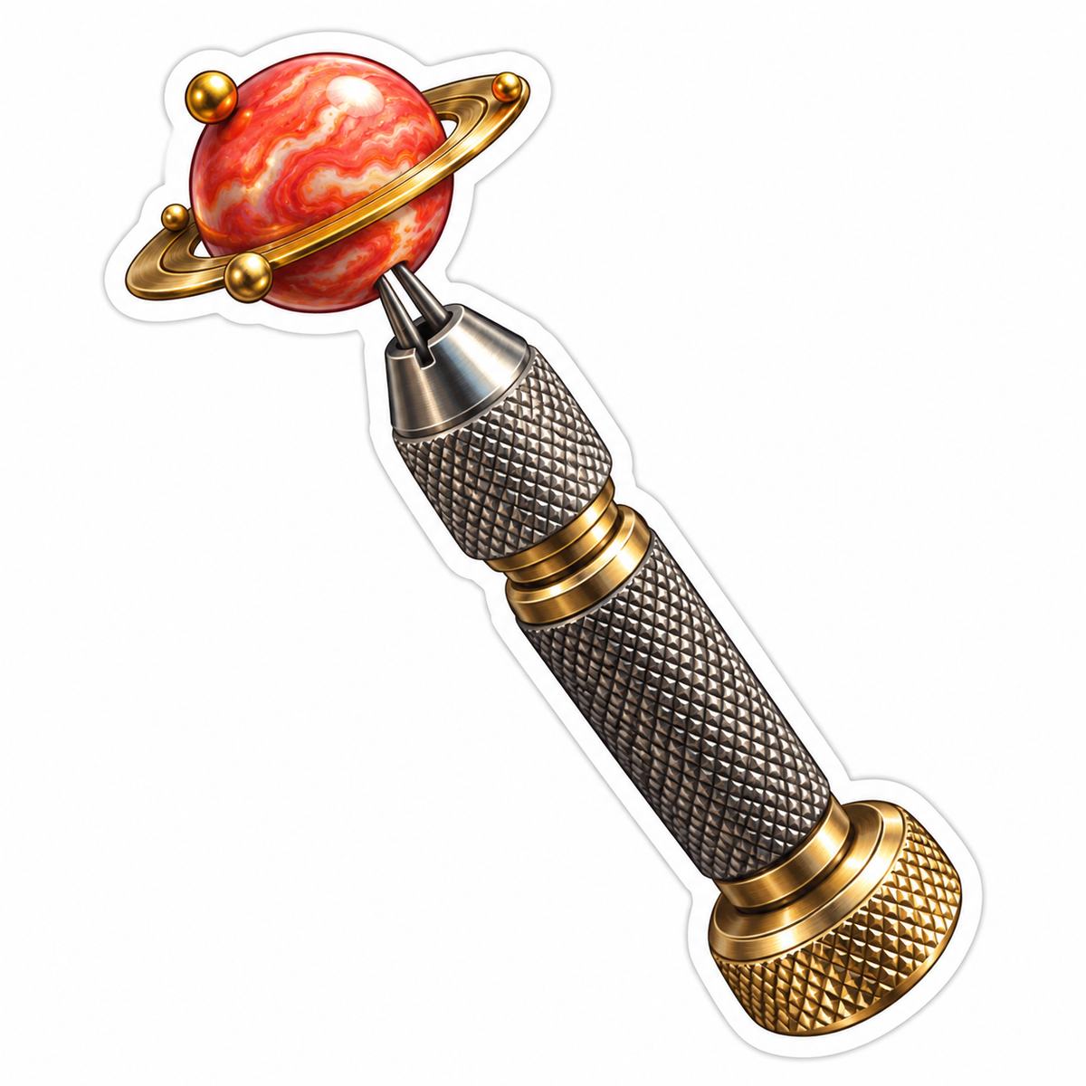 Pin Vise with Red Ringed Planet Art Vinyl Decal Stickers