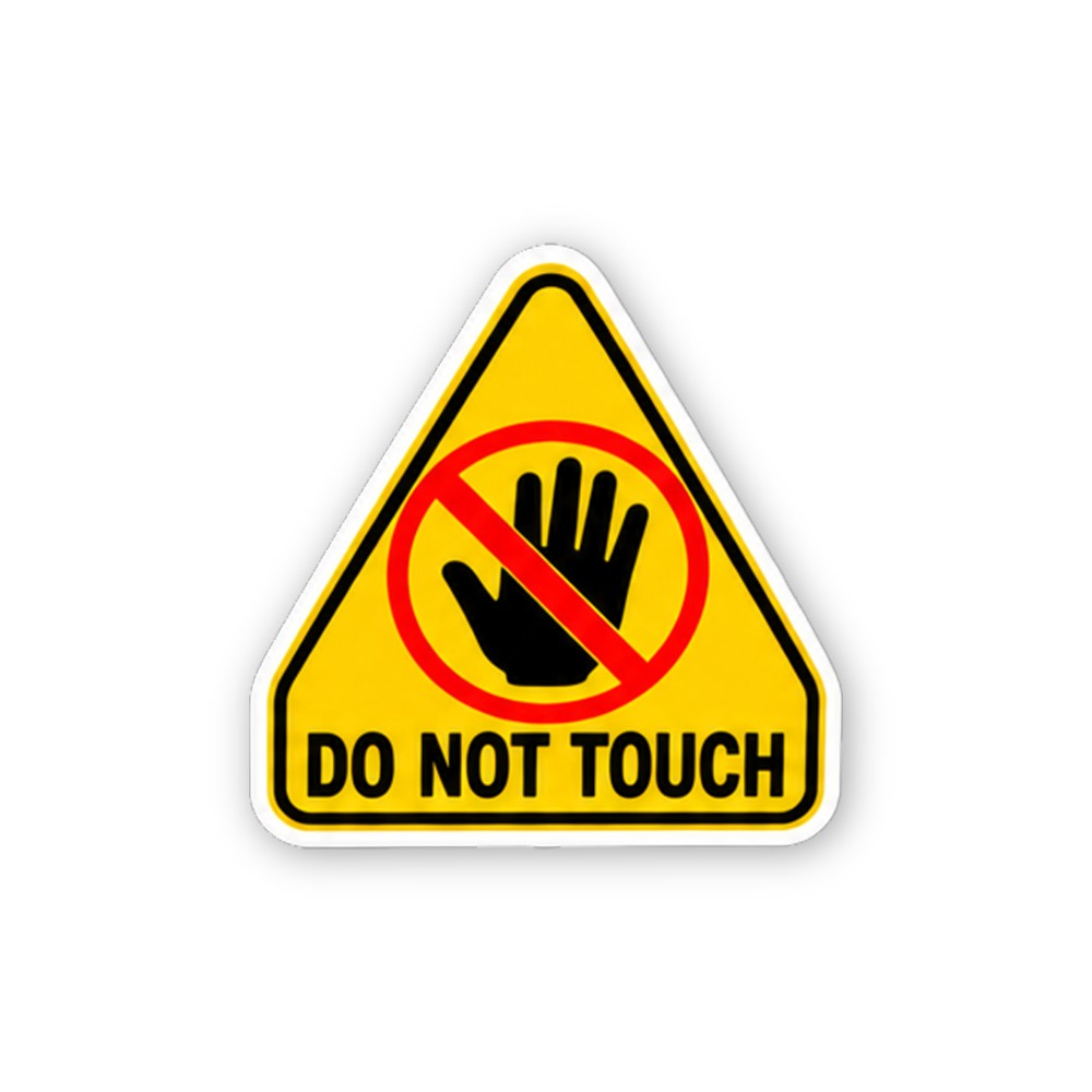 Yellow Do Not Touch Hand Triangle Vinyl Decal Stickers