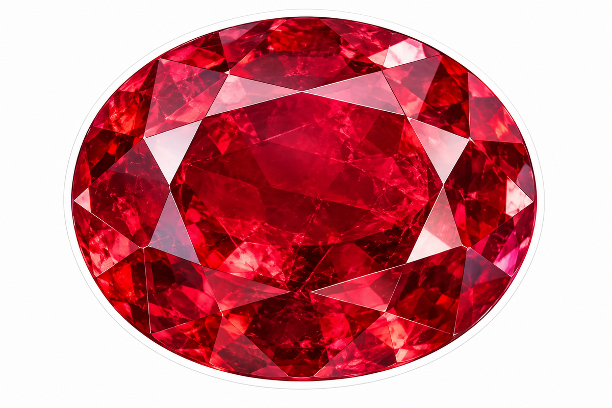 Oval Ruby Red Faceted Gem Art Vinyl Decal Stickers
