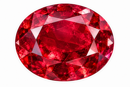 Oval Ruby Red Faceted Gem Art Vinyl Decal Stickers