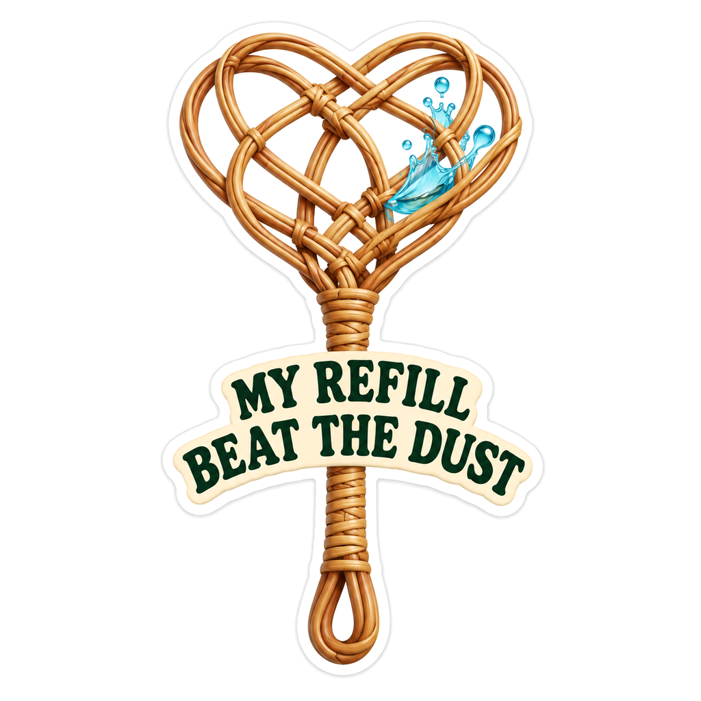Woven Cane Heart Beater with Blue Water Splash Vinyl Decal Stickers
