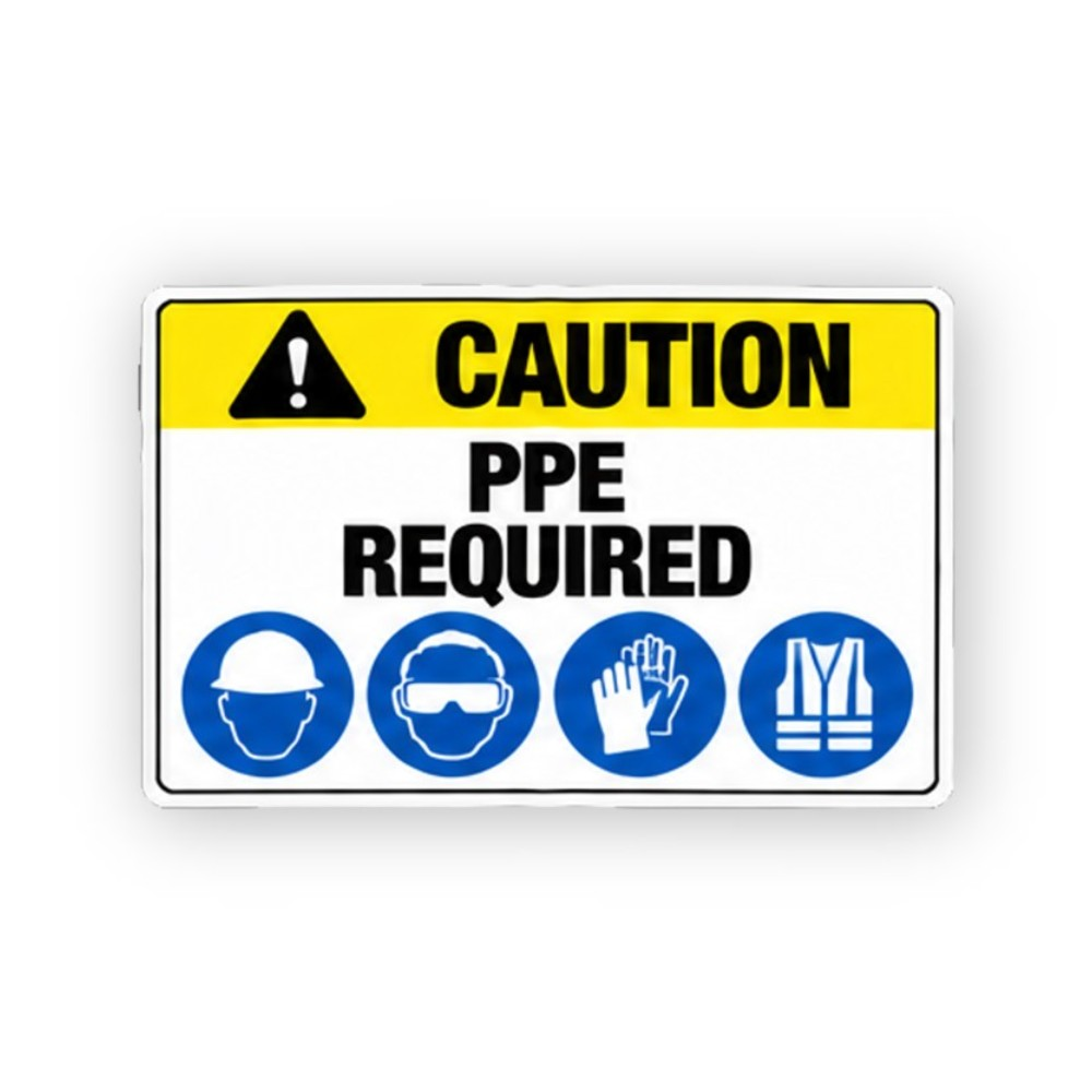 Yellow Caution Vest Four Blue Icons Panel Vinyl Decal Stickers