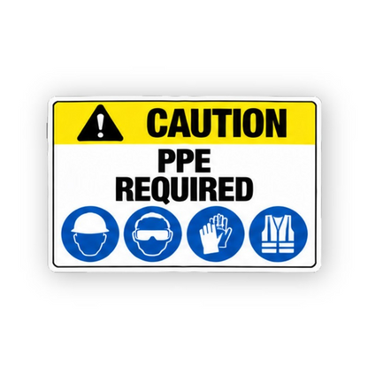Yellow Caution Vest Four Blue Icons Panel Vinyl Decal Stickers