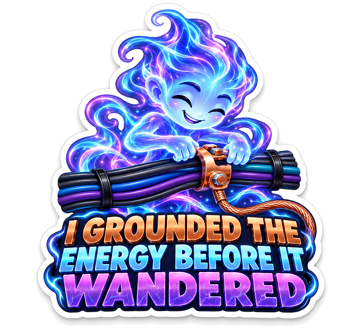 Electric Flame Spirit Hugging Cables Vinyl Decal Stickers