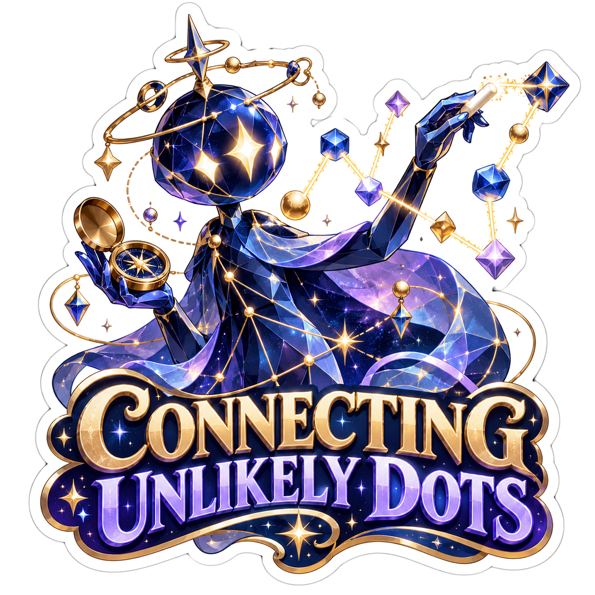 Starry Purple Figure Connecting Floating Gems Vinyl Decal Stickers