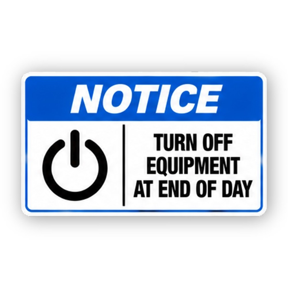 Blue Turn Off Equipment Power Panel Vinyl Decal Stickers