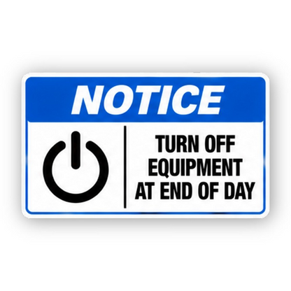 Blue Turn Off Equipment Power Panel Vinyl Decal Stickers