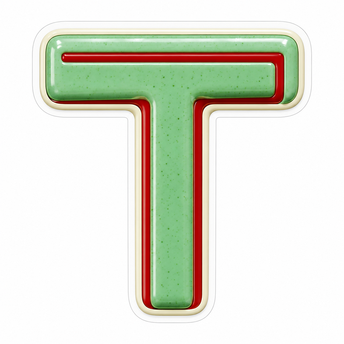Mint Green Red Stripe Letter T Vinyl Decal Stickers
