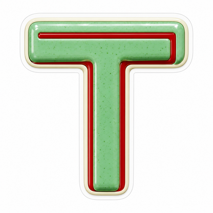 Mint Green Red Stripe Letter T Vinyl Decal Stickers