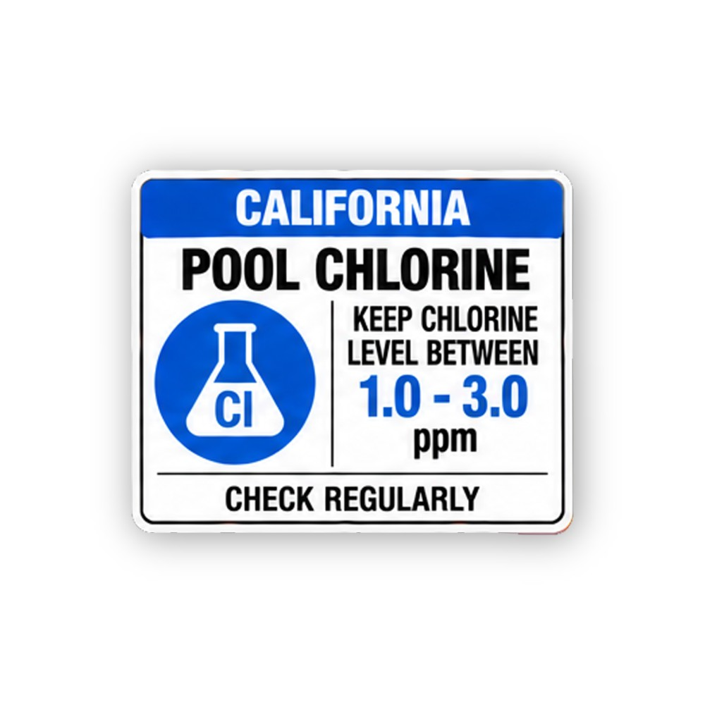 Blue California Pool Chlorine Flask Panel Vinyl Decal Stickers