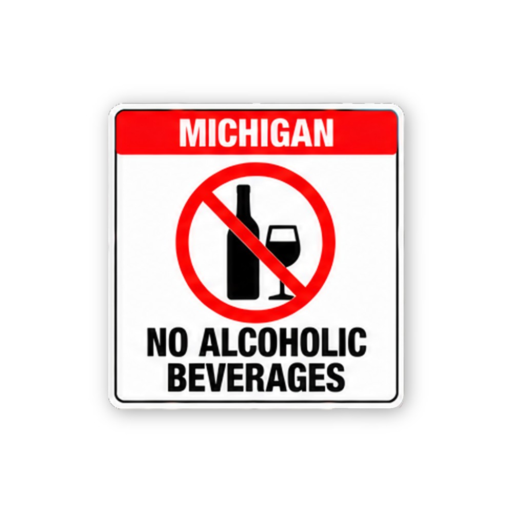 Red Michigan No Alcoholic Beverages Panel Vinyl Decal Stickers