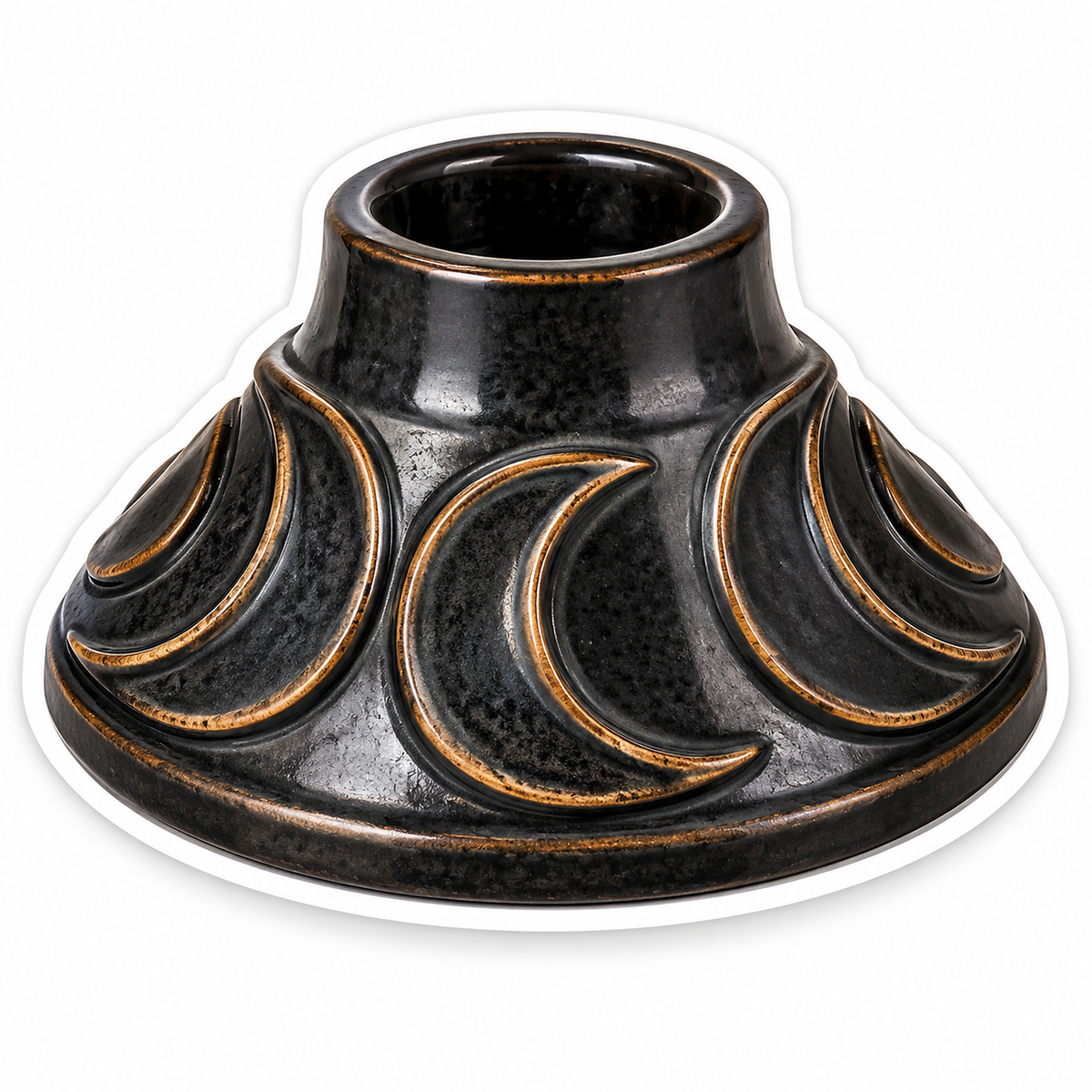 Black Ceramic Base with Gold Crescent Moons Vinyl Decal Stickers