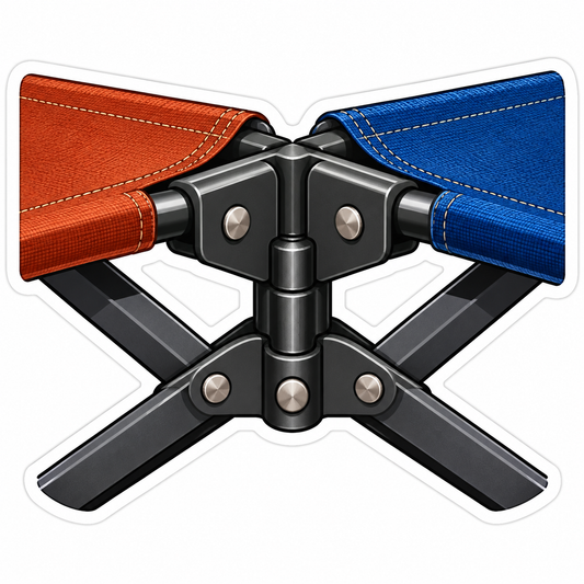 Black Camping Cot Hinge Orange Blue Fabric Art Vinyl Decal Stickers