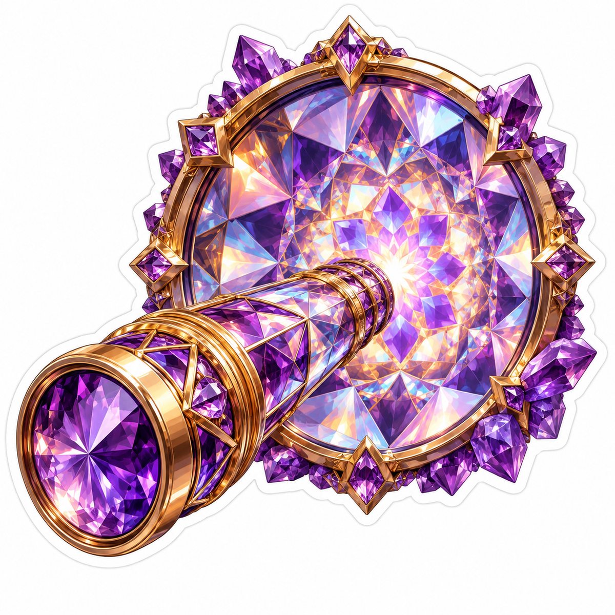 Purple Crystal Kaleidoscope with Faceted Halo Vinyl Decal Stickers