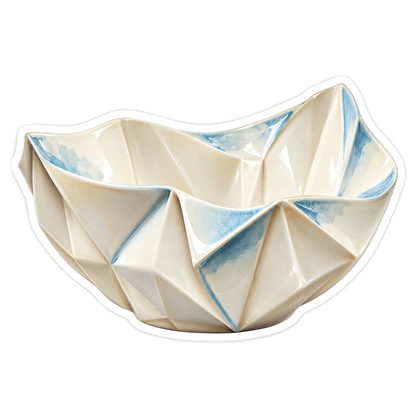 Ivory Angular Bowl With Pale Blue Edges Art Vinyl Decal Stickers