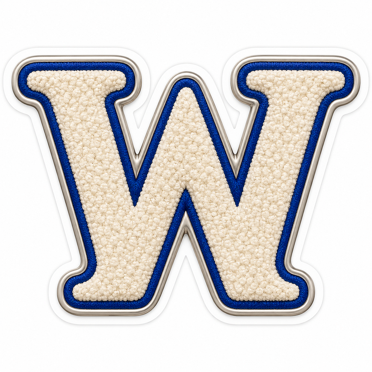 Cream Nubby Letter W with Blue Outline Art Vinyl Decal Stickers