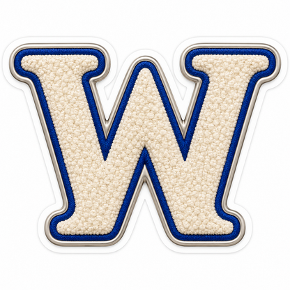 Cream Nubby Letter W with Blue Outline Art Vinyl Decal Stickers