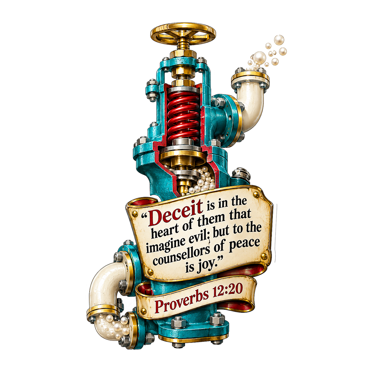 Teal Spring Valve with Scripture Quote Vinyl Decal Stickers